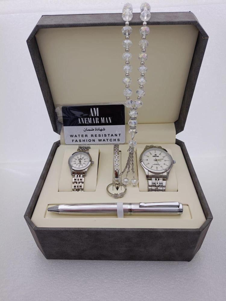 Men's Luxury Stainless Steel Gift Set – Watch, Rosary, Pen & Cufflinks