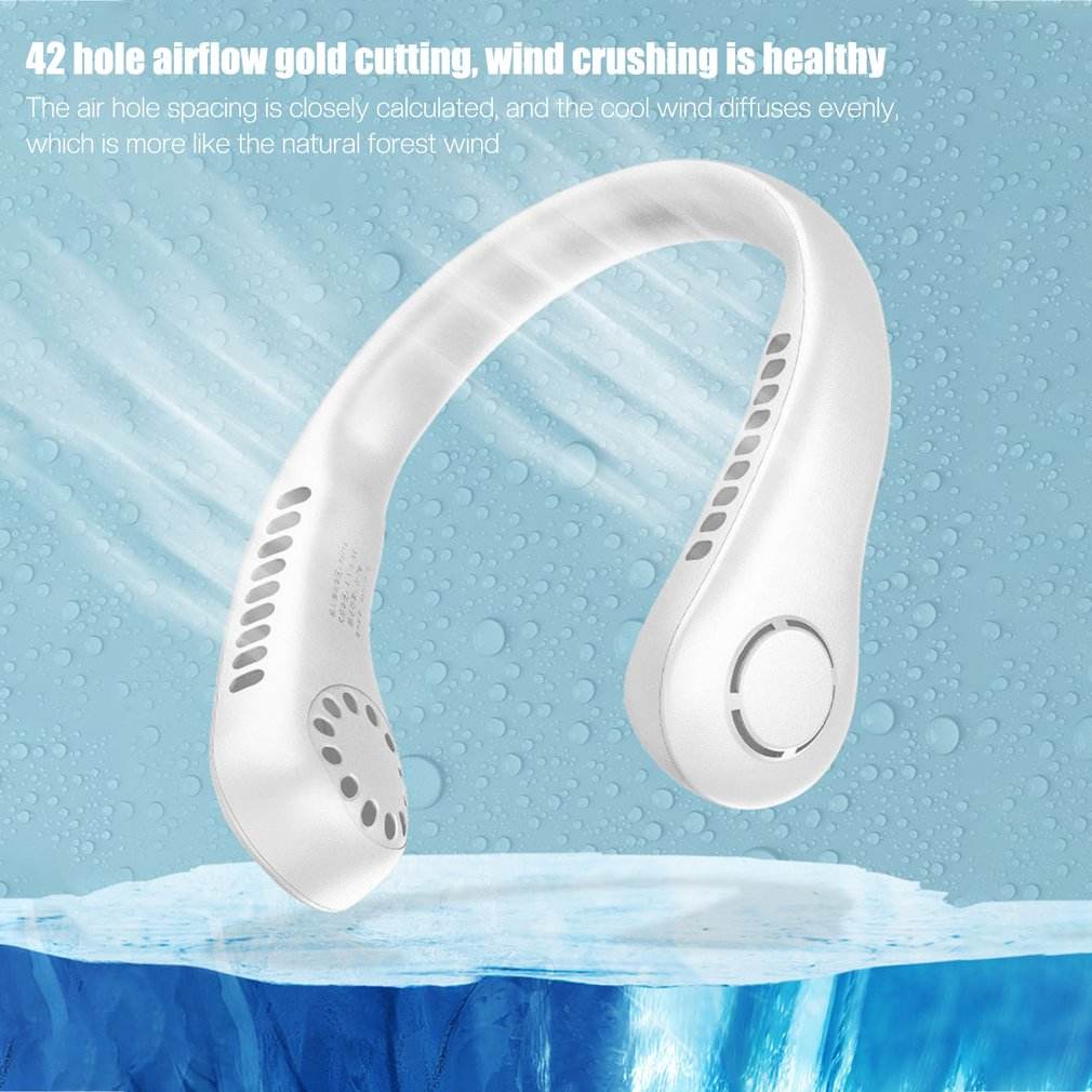 Portable Hanging Neck Fan – USB Rechargeable Wearable Fan for Hands-Free Cooling