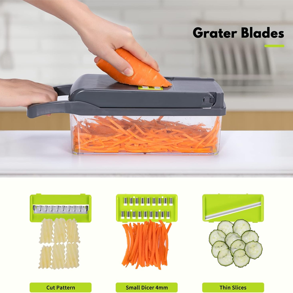 Multifunctional Vegetable Slicer & Grater – Adjustable Blades for Slicing, Julienne, Dicing & Shredding"