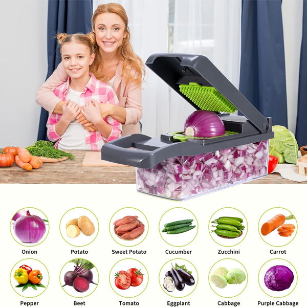 Multifunctional Vegetable Slicer & Grater – Adjustable Blades for Slicing, Julienne, Dicing & Shredding"