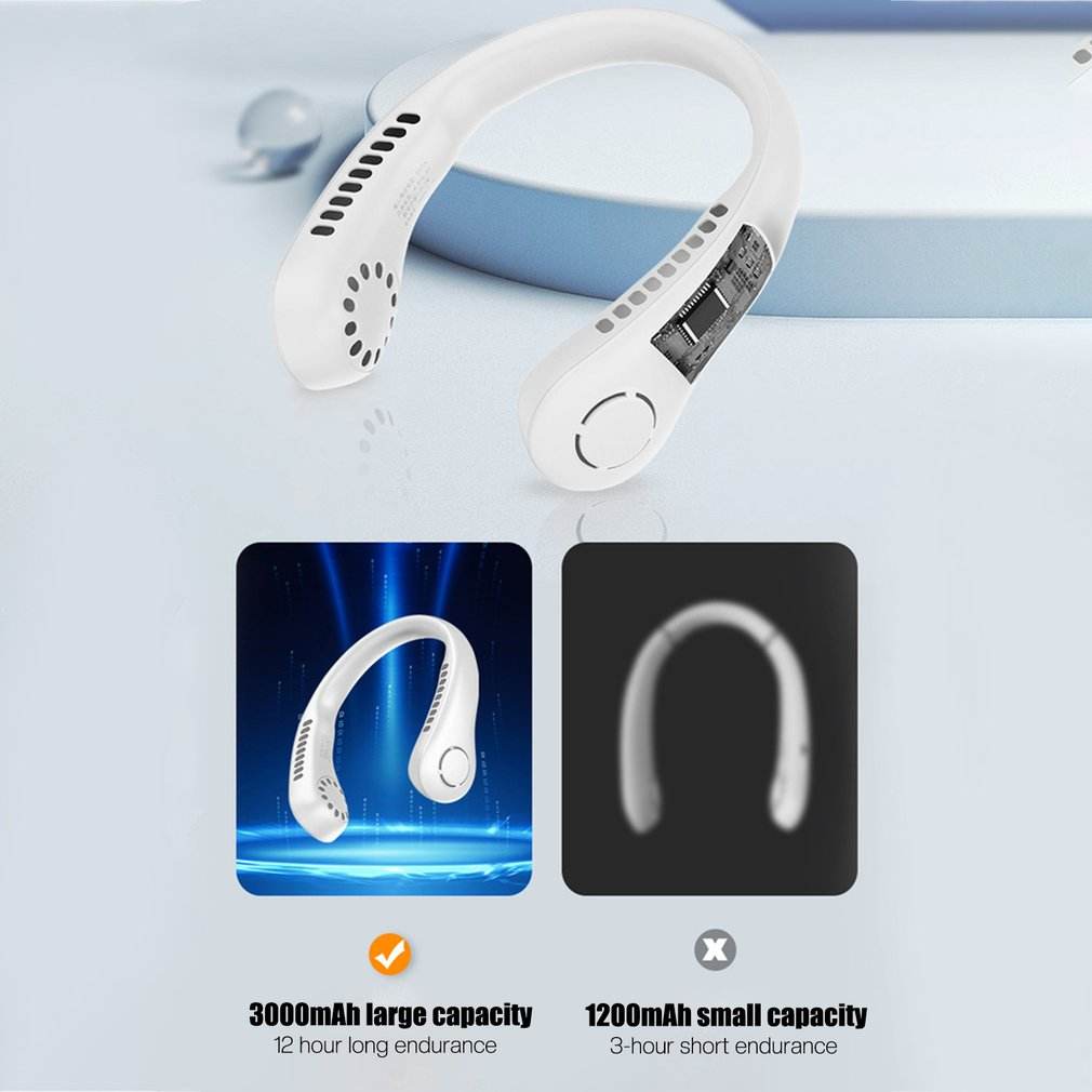 Portable Hanging Neck Fan – USB Rechargeable Wearable Fan for Hands-Free Cooling