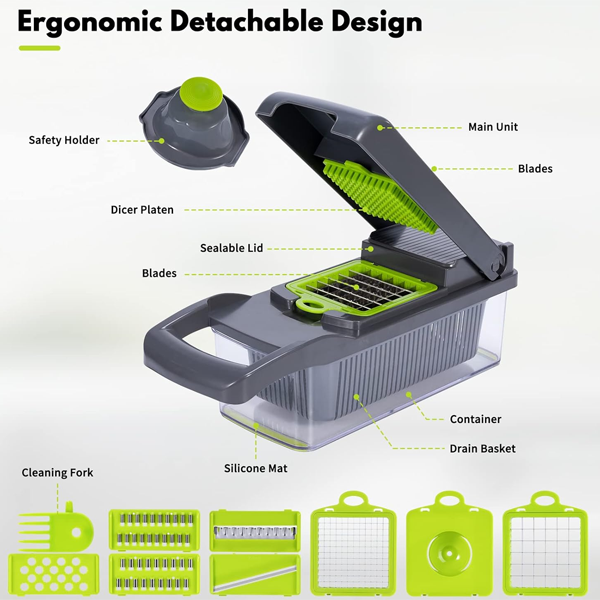 Multifunctional Vegetable Slicer – 7-in-1 Mandoline Cutter & Grater for Kitchen Use